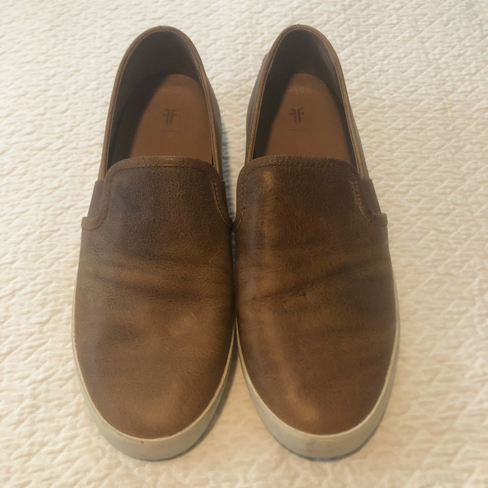 EUC FRYE Dylan Slip On Brown Leather Sneakers 9M